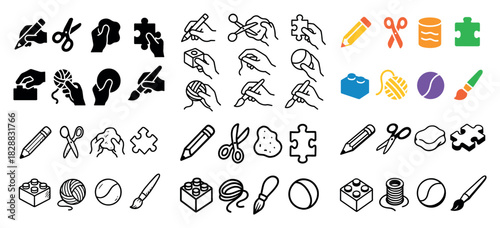 Craft tool icons: diverse styles