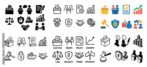 Business and legal icon set collection