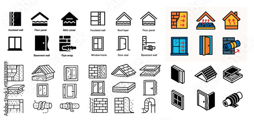 Home insulation elements and icons