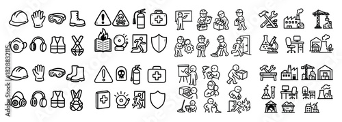 Safety equipment and construction icons
