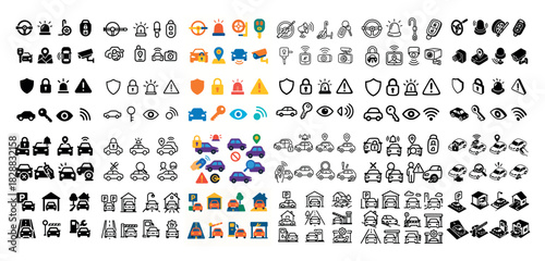 Comprehensive traffic and safety icons