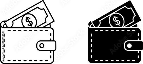 Wallet Money Icon Set | Finance Payment Vector