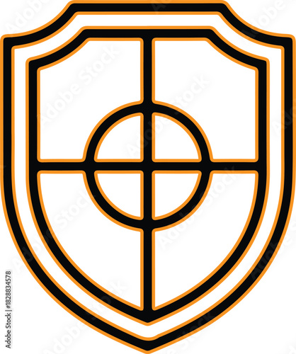Shield with crosshairs target icon symbol