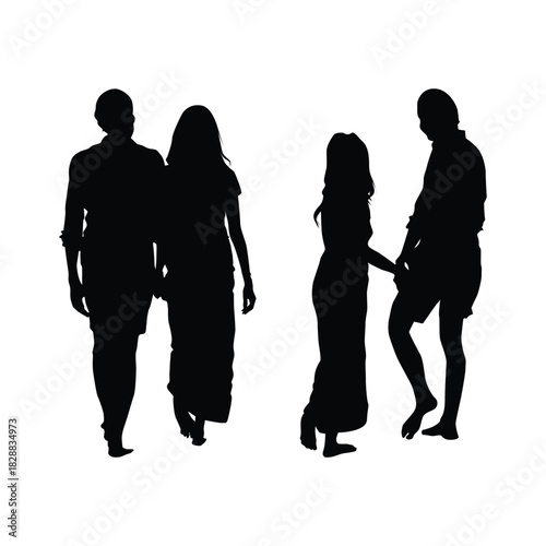 Black Silhouette set Man Proposing Woman Vol 04