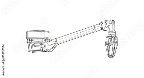 Detailed illustration of a robotic arm with a mechanical claw.