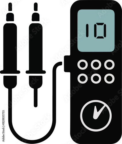 Vector electronic measurement tool with digital screen and probes used for diagnostics and testing