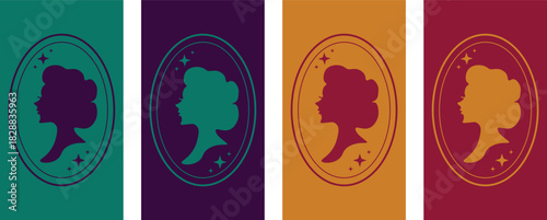 Bridgerton concept, Ladies from 18th-19th century, Wallpaper vector. Phone wallpaper, Vector illustration. Trendy background.	