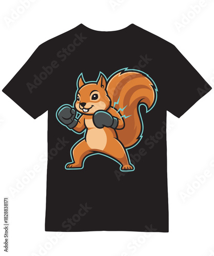 Cute Squirrel Boxing Gloves Mascot Cartoon