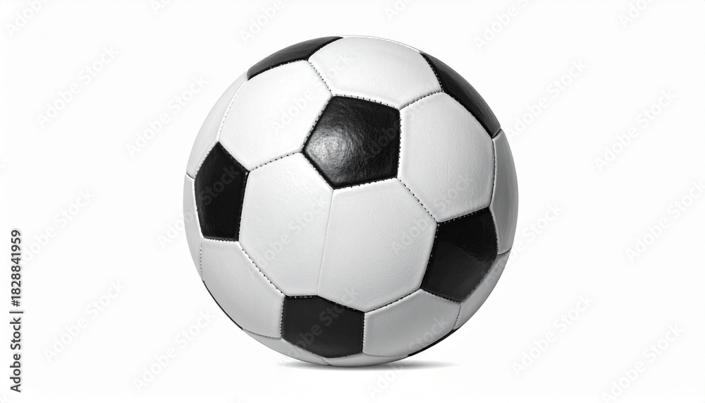 Obraz premium Classic Black and White Soccer Ball with Hexagonal and Pentagonal Panels on White Background