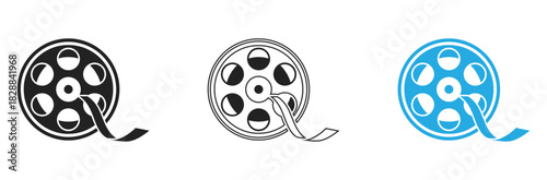 Classic film reel icons evoke nostalgia and the magic of movies, perfect for cinema, entertainment, or retro themed projects with a vintage feel
