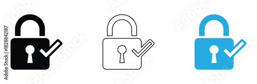 Secure access granted with these modern padlock icons, perfect for your next security or technology project showing protection and validated systems