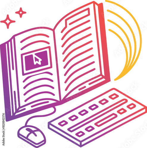 Line Art Illustration of Digital Education and Gaming in an Open Textbook