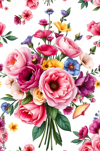 Vibrant Floral Bouquet A Watercolor Masterpiece of Blossoms.