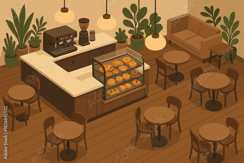 Cozy coffee shop with delicious pastries and comfortable seating, perfect for a relaxing morning treat or afternoon escape from the everyday hustle, calm aesthetic