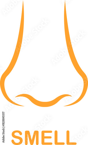 Smell nose icon in flat black line style, scent aroma odor sniff symbol pack, human sense olfactory element bundle, simple minimal outline illustration graphics vector