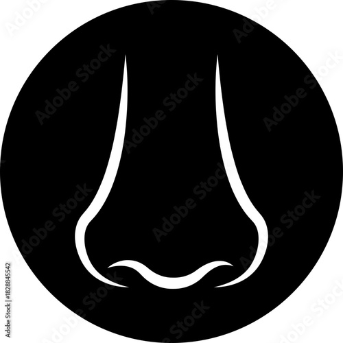 Smell nose icon in flat black line style, scent aroma odor sniff symbol pack, human sense olfactory element bundle, simple minimal outline illustration graphics vector