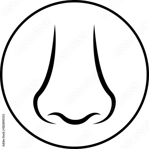 Smell nose icon in flat black line style, scent aroma odor sniff symbol pack, human sense olfactory element bundle, simple minimal outline illustration graphics vector