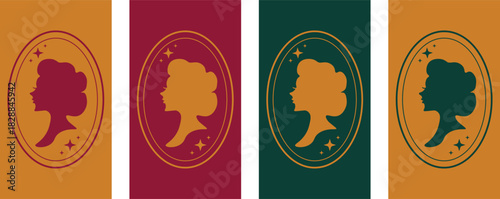 Bridgerton concept, Ladies from 18th-19th century, Wallpaper vector. Phone wallpaper, Vector illustration. Trendy background.	
