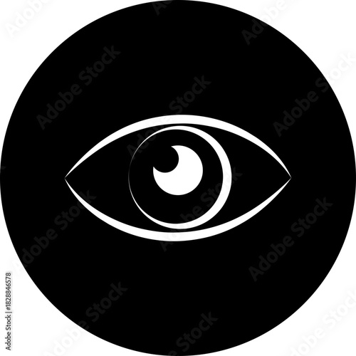 Vision eye icon in black flat line style, eyesight seeing symbol illustration pack of optic view gaze signs, eye graphic bundle for visual perception elements and sensory design