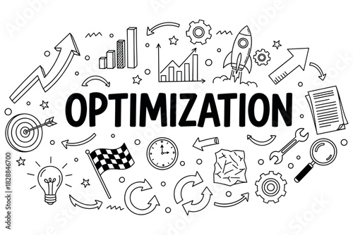 Business strategy optimization with graphs and charts icons