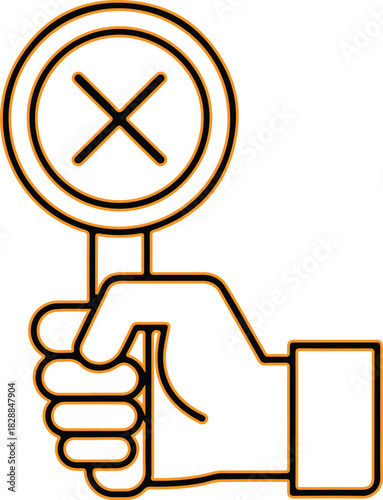 Hand holding a red cross sign for no