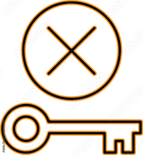 Key with cross symbol for access denied