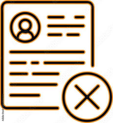 Profile rejected or deleted icon with x mark