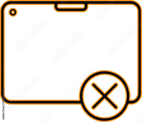 Tablet with a red cross symbol indicating error