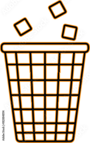 Trash can with items being thrown away