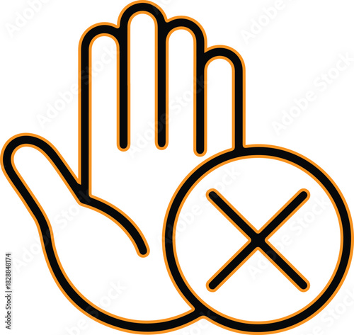 Hand with a prohibition symbol icon