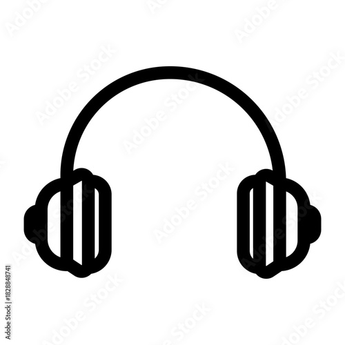 Outline vector icon of over-ear headphones for music and audio.