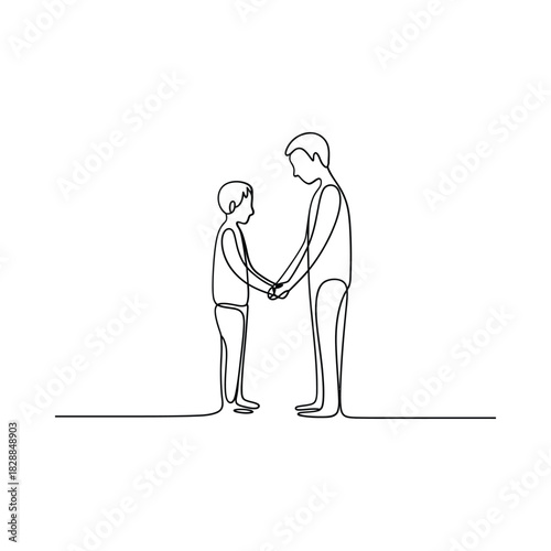 Simple line drawing of two people holding hands