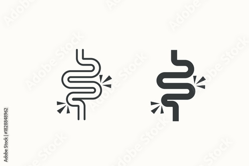 Simple outline vector icon of the intestine. Clean and minimal design ideal for digestive system graphics, anatomy materials, medical apps, and healthcare illustrations.