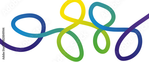 Abstract squiggle ribbons with rainbow gradients create playful waves. Ideal for kids' designs, music posters, carnival graphicsabstract blue background