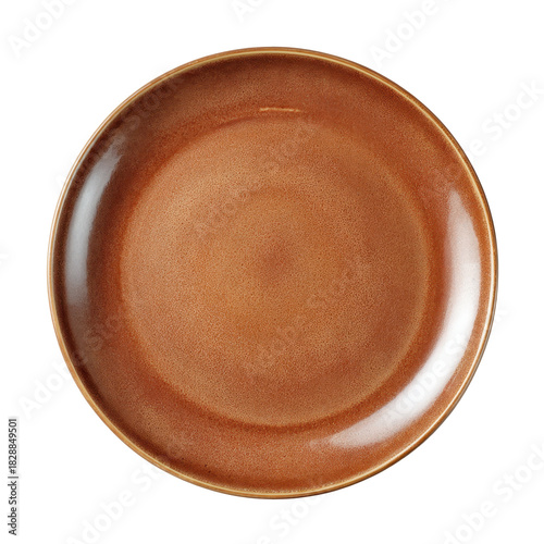 Ceramic brown plate on a simple background showcasing elegant handmade design for dining and serving