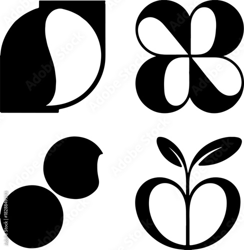 set of black and white icons