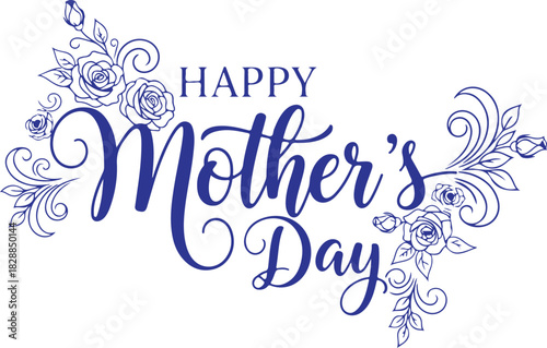 Vector art of happy mothers day elegant calligraphy with floral design