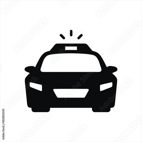 Taxi Icon Simple Silhouette of a Car with a Siren, Perfect for Transportation and City Life