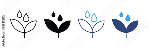 Plant watering icon set isolated on white background. vector illustration