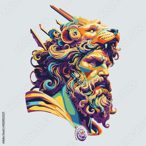 Creative and artistic vector illustration of Herakles or Hercules