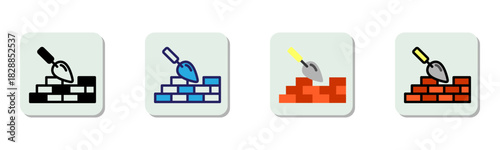 Brick Wall Icon Multi Style Vector Illustration