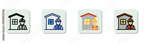 Contractor Icon Multi Style Vector Illustration