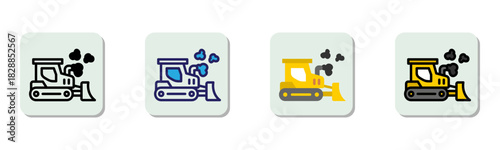 Bulldozer Icon Multi Style Vector Illustration