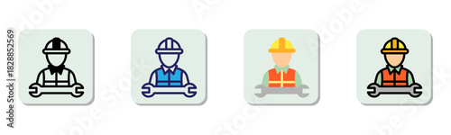 Worker Icon Multi Style Vector Illustration