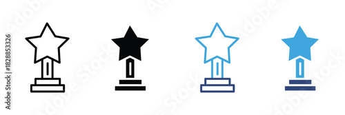 Star trophy icon set. Super star icon. vector illustration. achievement symbol 