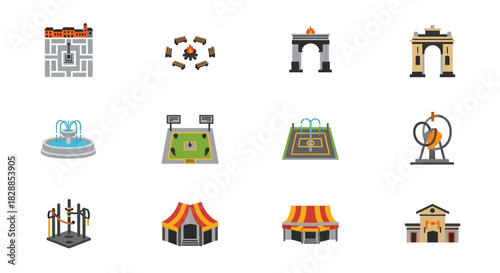 Collection of Buildings and Landmarks Icons.