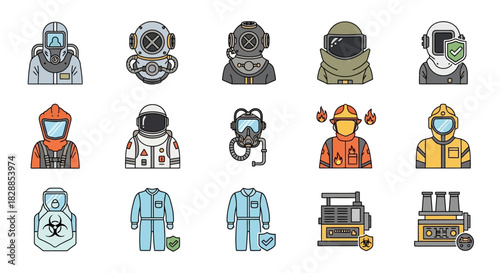 Collection of Safety Equipment and Protective Gear Icons.