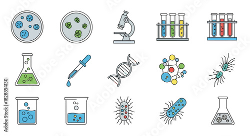 Microbiology and Science Laboratory Equipment Set.