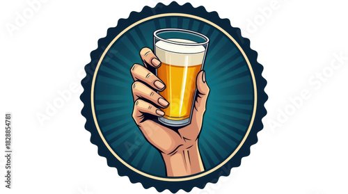 Cheers to happiness celebrating craft beer culture with a toast in hand urban setting graphic illustration vibrant colors
