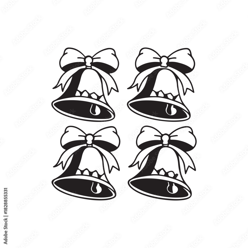 Fototapeta premium Four Festive Bells with Ribbons